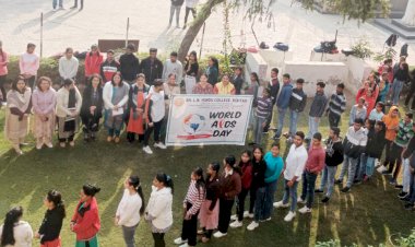 मानव श्रृंखला बना दिया एड्स जागरूकता का संदेश।