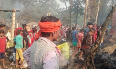 बाराबंकी कोतवाली टिकैतनगर के अंतर्गत ग्राम बासौगा पुर में लगी भीषण आग