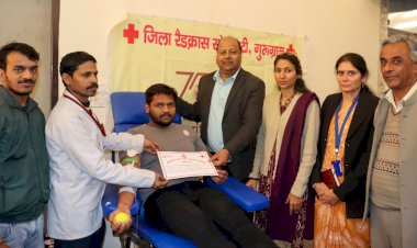 जीयू में रक्तदान शिविर आयोजित, 100 यूनिट रक्त एकत्र हुआ।