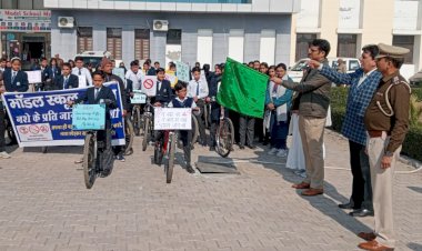 मॉडल स्कूल महम के विद्यार्थियों ने नशे के खिलाफ निकाली जागरूकता साइकिल रैली।