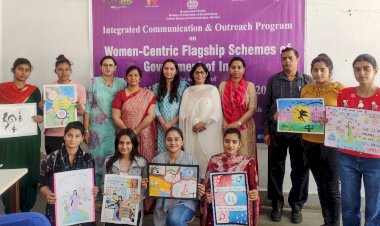 महिला सशक्तिकरण पर पोस्टर पेंटिंग में खुशी और रंगोली में जागृति बनी विजेता।